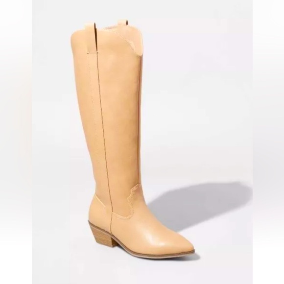Universal Thread Shoes - Universal thread NWT women’s knee high western faux leather tan cowboy boots sz8